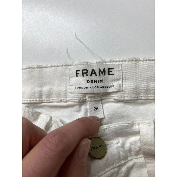 FRAME SZ 26 Jeans Le Skinny de Jeanne Distressed Mid-Rise Stretch 5-Pocket White - Picture 5 of 8